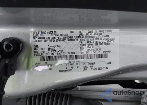 2012 Ford Focus Se z USA, uszkodzony, nr VIN 1FAHP3F27CL217403